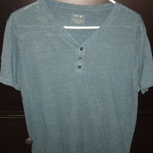 APT.9 Blue Relaxed Henley T-Shirt
